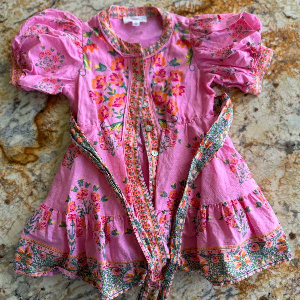 A loves A Girls Floral Pink Button-Up Dress